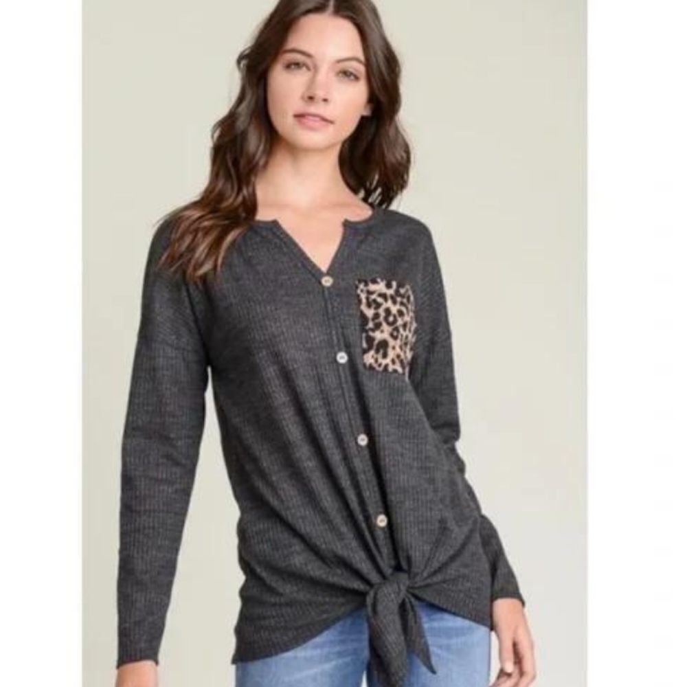 GRAY Waffle Knit Self Tie  Sizes S-M-L